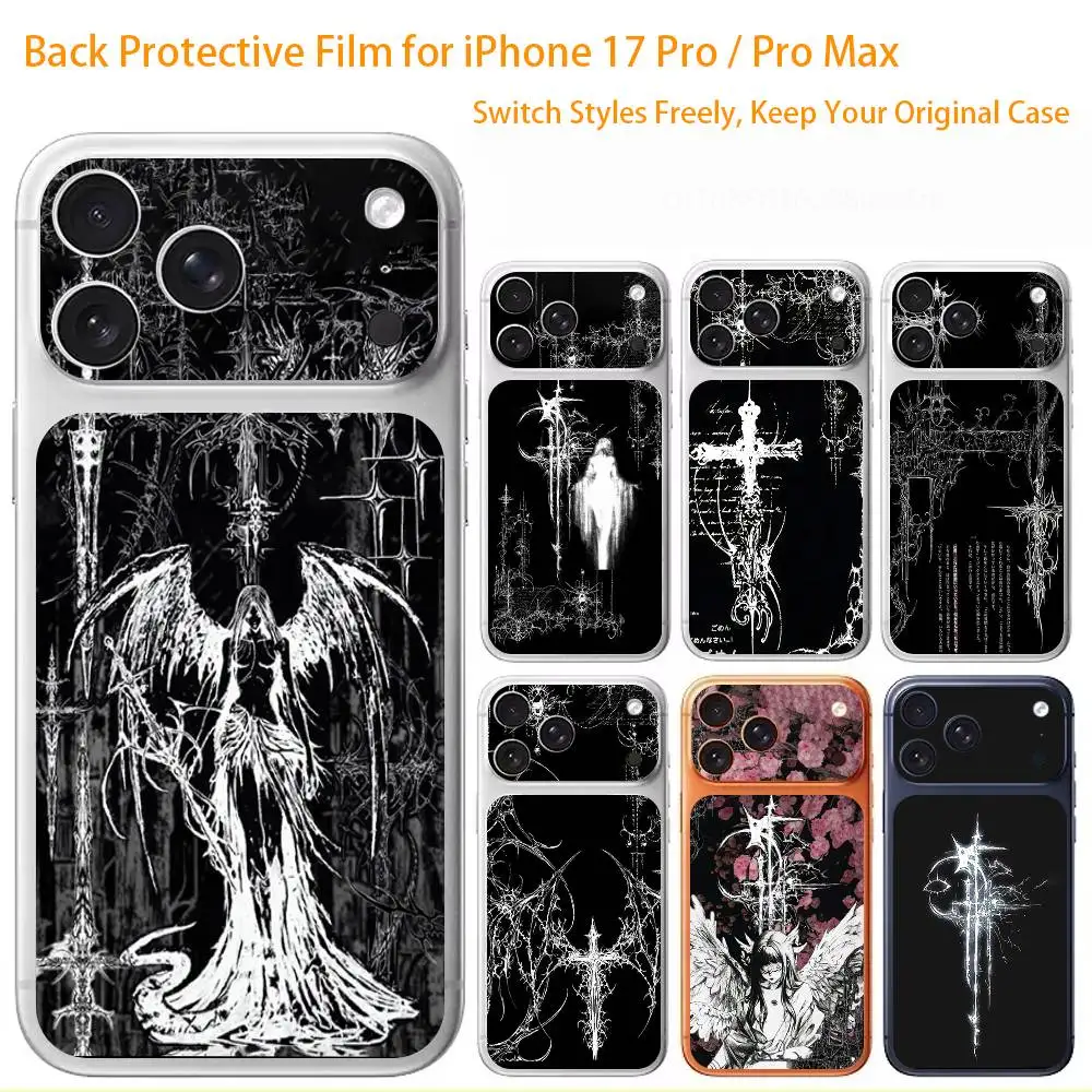 

Готический кибер-сигил-крест: Премиальная наклейка-скин для iPhone 17 Pro/Max, защитная наклейка на заднюю рамку камеры (не чехол)