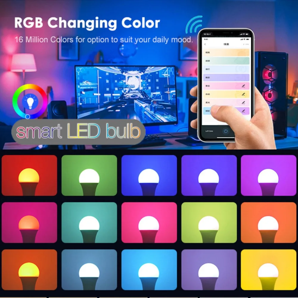 مصباح إضاءة RGB واي فاي ذكي ، مصباح LED عاكس ، التحكم في الأضواء عبر اليكسيا جوجل المنزل ، تويا الحياة الذكية ، MR16 GU10 E14 E27 ، 5W