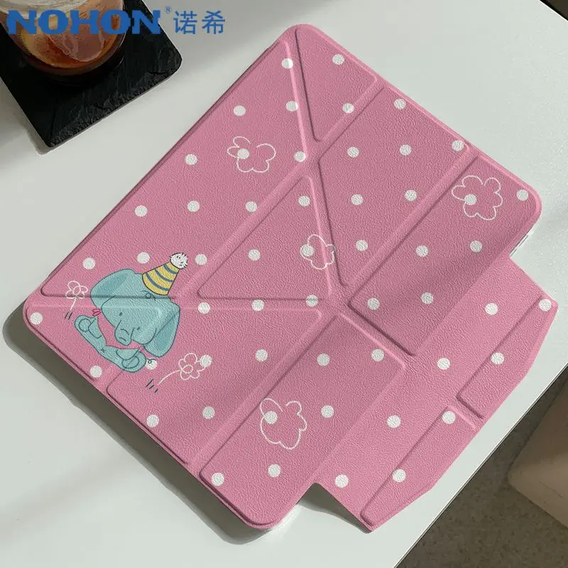 Wave Point Elephant Note 3Y Fold iPad Case For iPad Pro 11 13in 2025 iPad Pro 12.9in Air7 10th 11th M4/5 Buckle Protective Cover