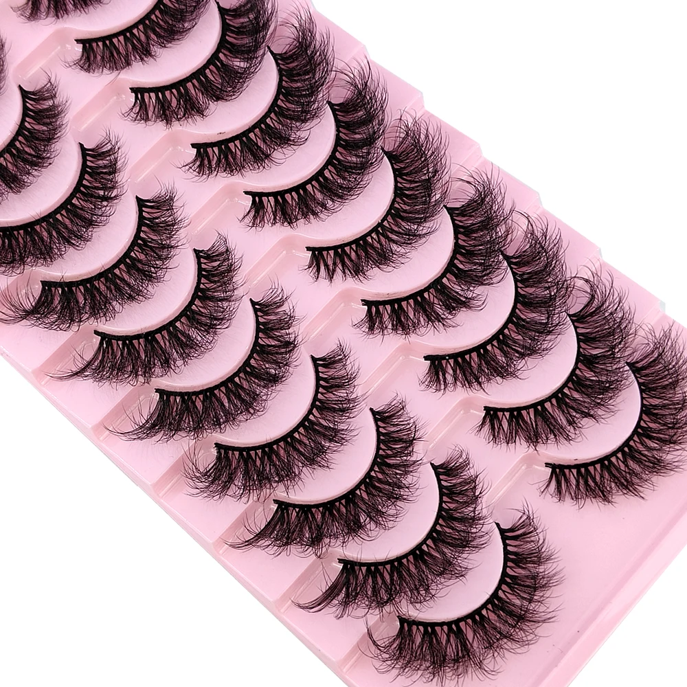 10 par rzęs w rosyjskie paski, puszyste sztuczne rzęsy z norek, rzęsy 3D, rosyjskie kręcone rzęsy, sztuczne rzęsy