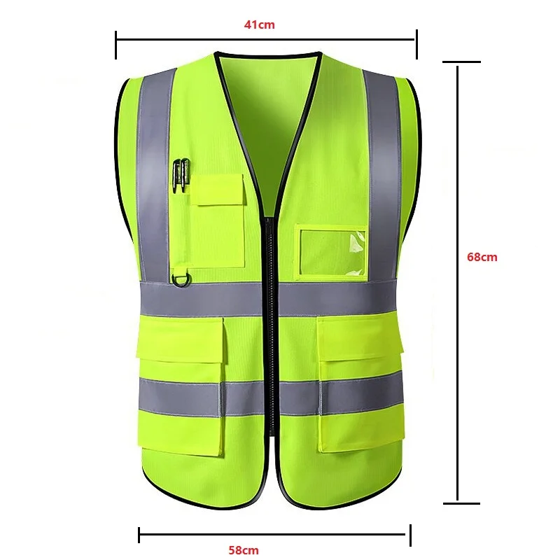 Unisex reflecterend veiligheidsvest Multi-pocket Ademend Zichtbaar Uniform Verkeer Spoorweg Kolenmijnwerkers Racing Hardlopen Werken