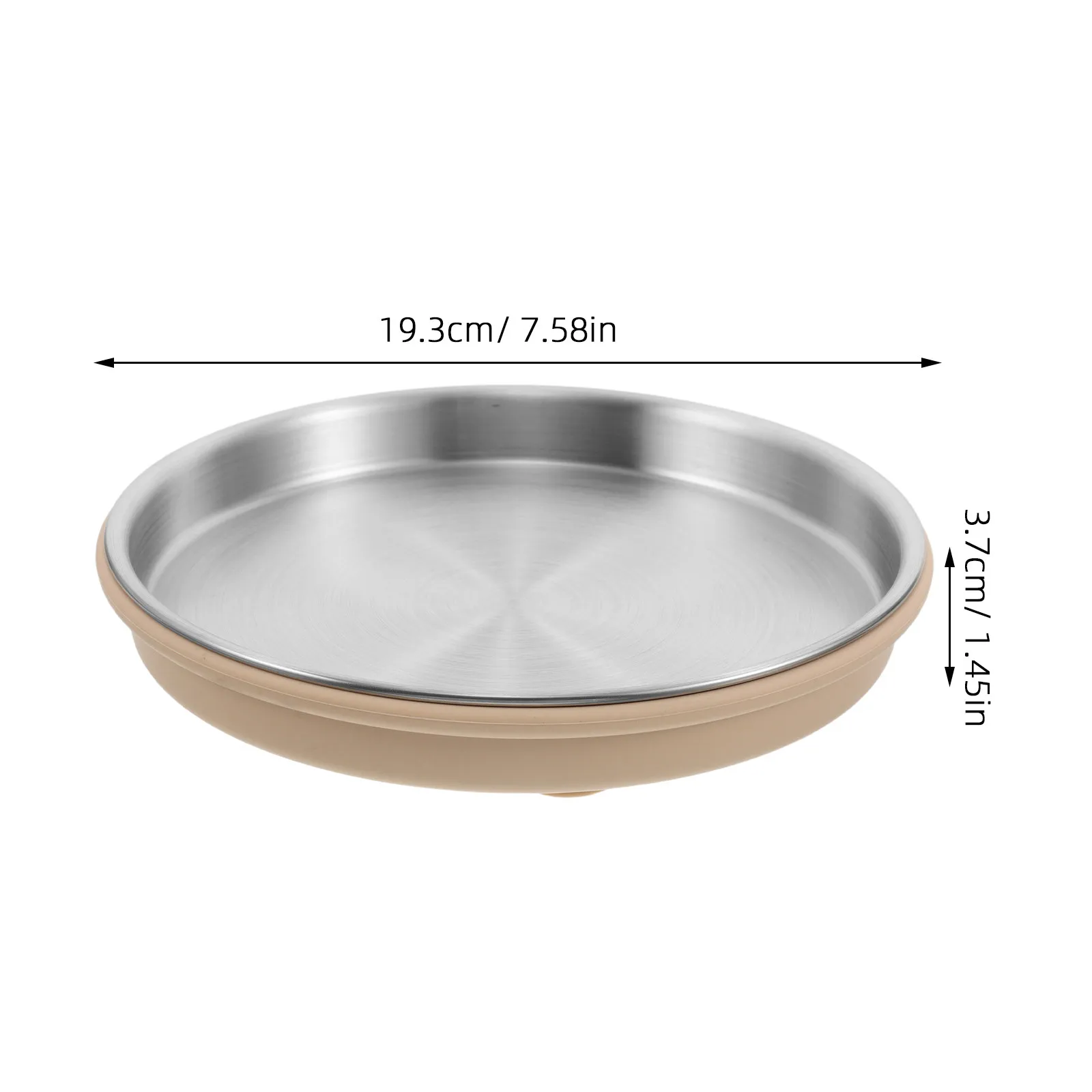Stainless Steel Non Divided Toddler Suction Plates Round Snack Dish Baby LED Weaning Anti Slip Feeding Plate Daycare Breakfast