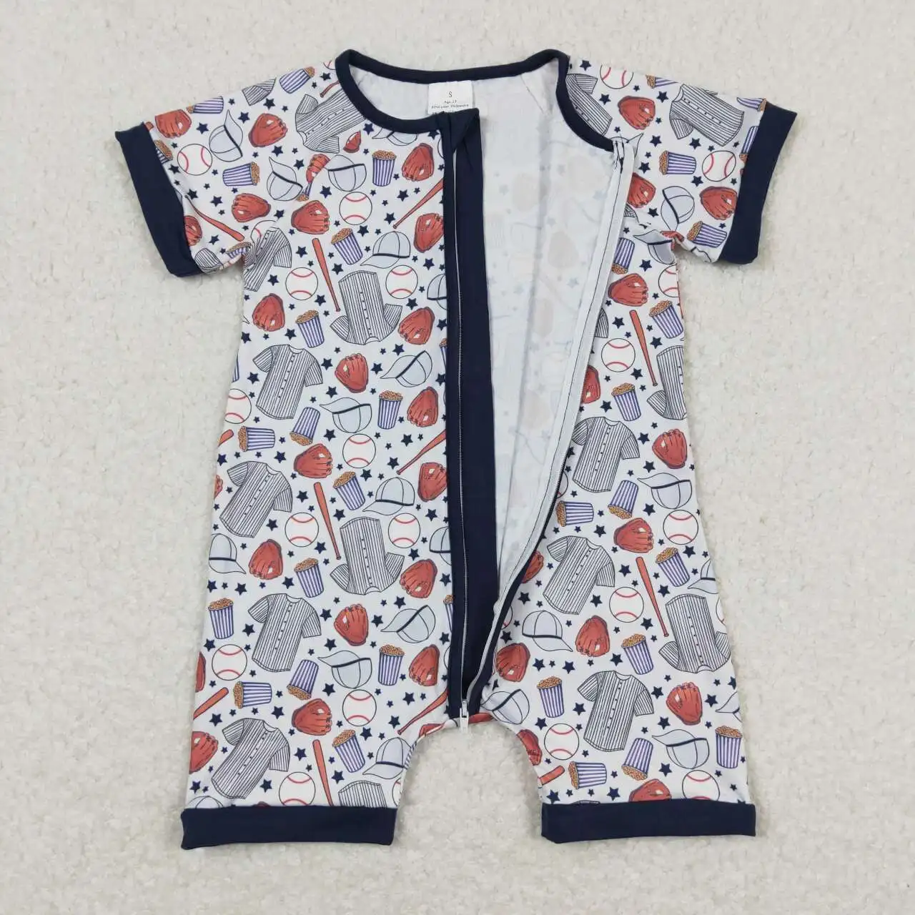

SR0581 Boys Summer Toddler Clothes Short Sleeve Baseball Print Kids Boutique Clothes