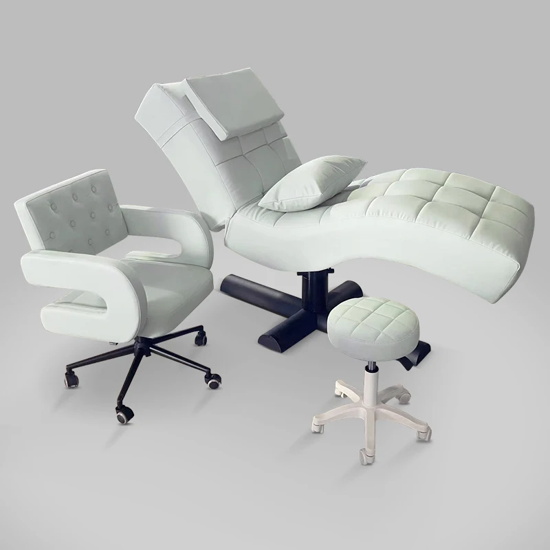 

High Quality Arched Ergonomic Lift Eyelash Extension Bed With LED Light Massage Tattoo Bed