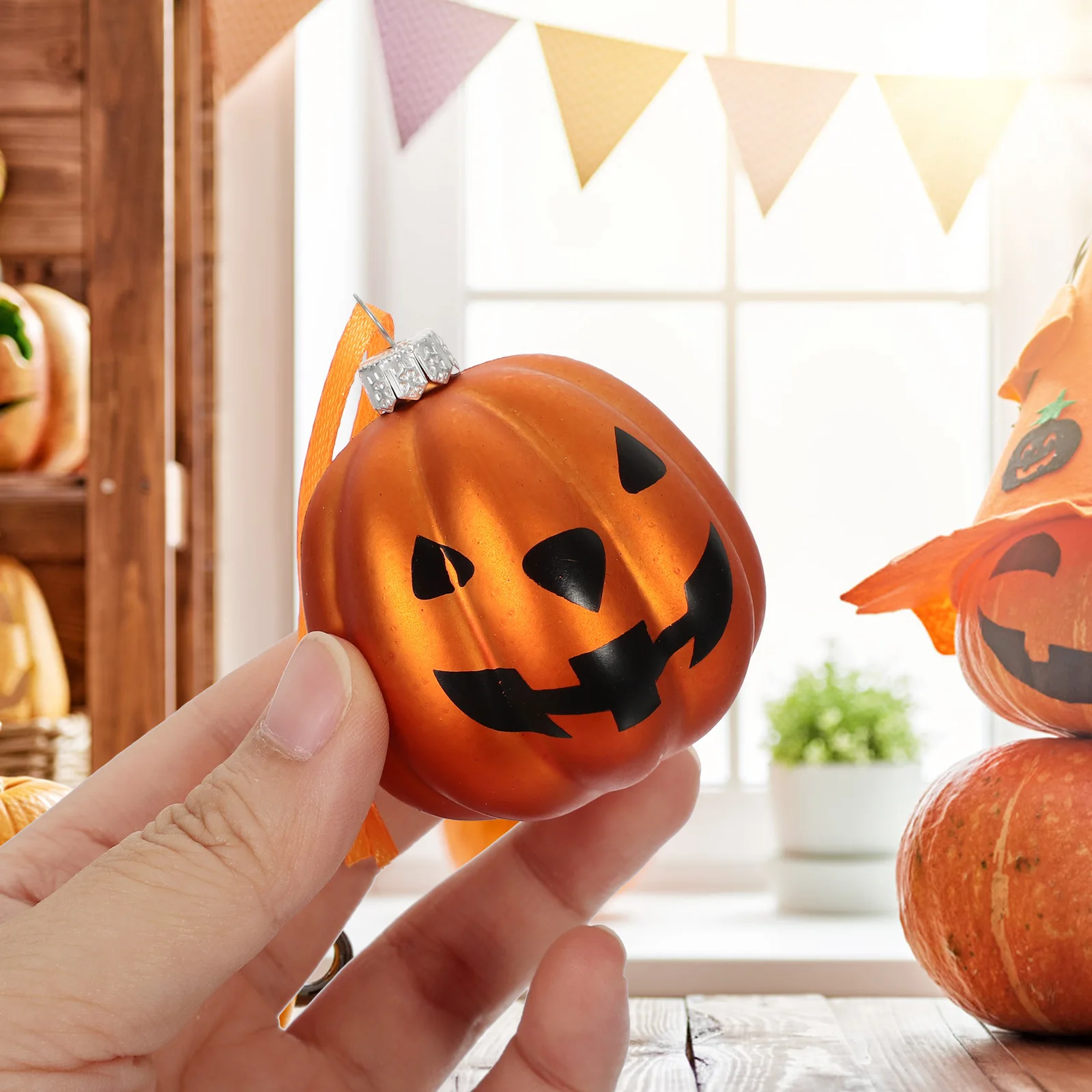 

12pcs Pumpkin Decor Ball Halloween Hanging Ornament For Party Tree Indoor Outdoor Decoration Festival Pendant Halloween Scene