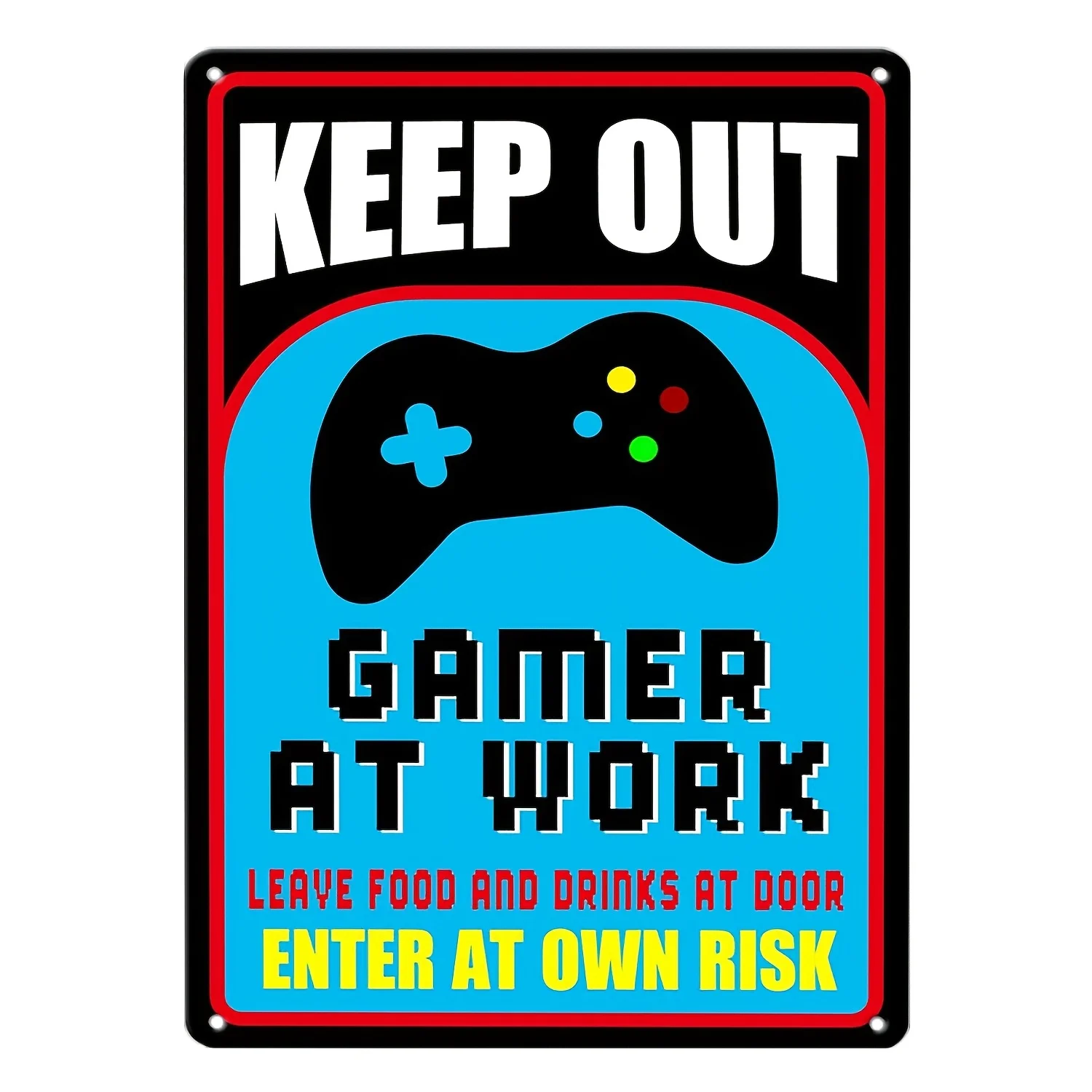Funny Gaming Decor - Keep Out Gamer at Work Metal Sign Retro Arcade Style No Electricity Needed Durable Iron Construction