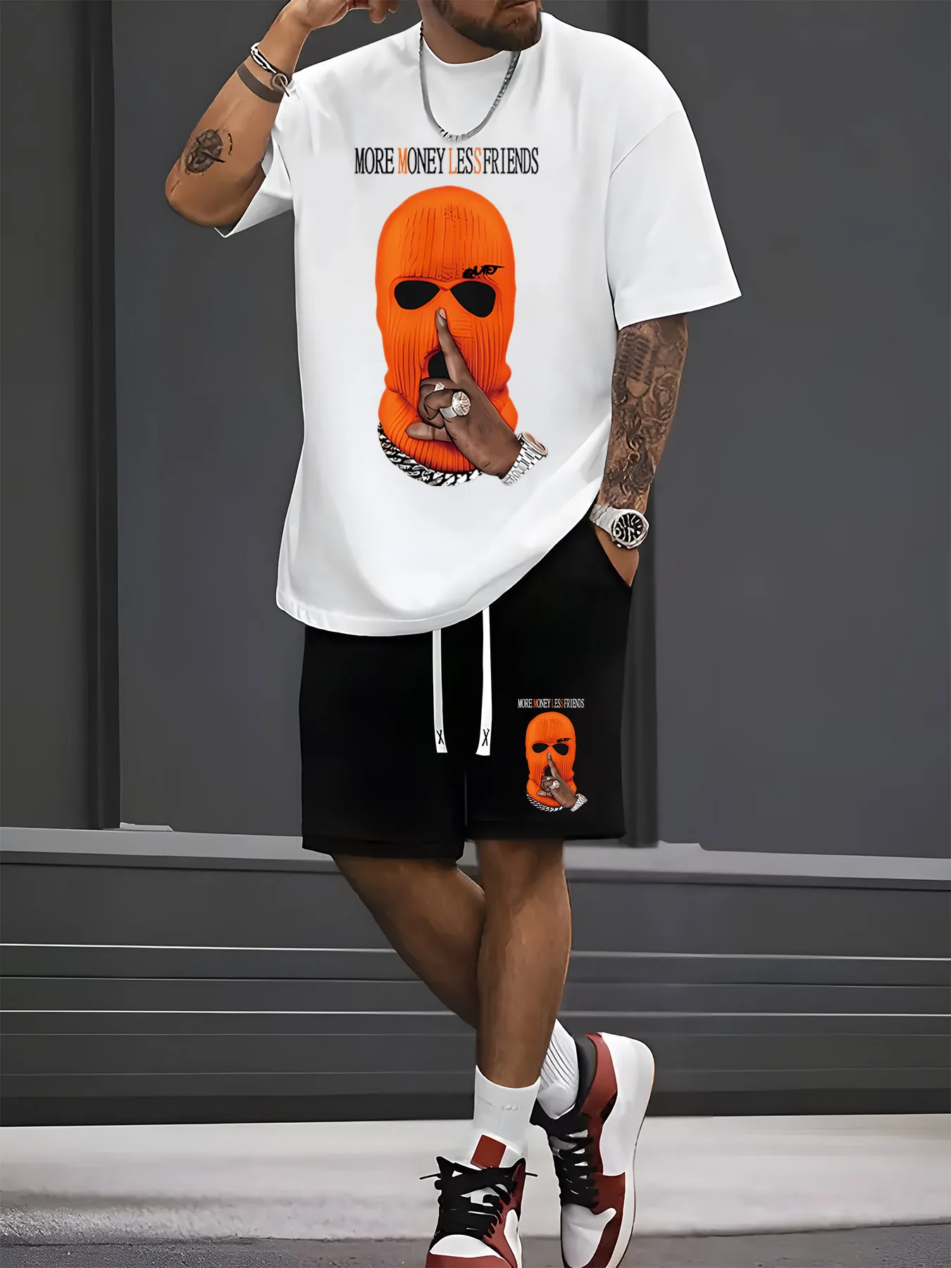 Nouvel ensemble short et t-shirt à manches courtes pour homme été 2026 - Style décontracté urbain, confortable, doux, respirant, imprimé motif 3D