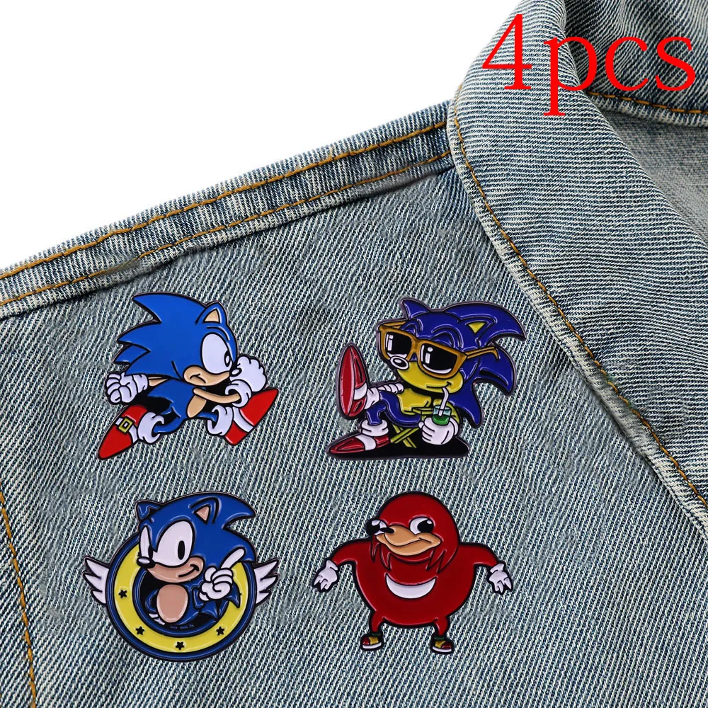 

1set Classic Games Sonic Brooch Collection Cartoon Enamel Pin Clothing Backpack Badge Accessories Cute Lapel Pin Jewelrys Gifts