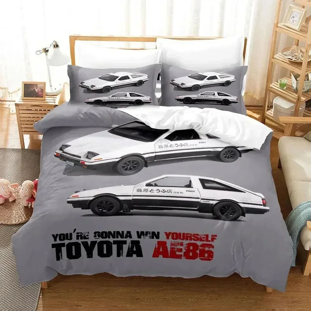 Luxury New 3D Print Initial D AE86 Comfortable Duvet Quilt Cover Pillowcase Bedding Set Children Bedroom Decoration Home Textile