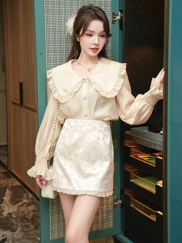 

Mingmeihui 2026 Spring Faion Set Collection Ele Two-Piece Set Long Sve Lightweight Adult Women's Sli Ensemble