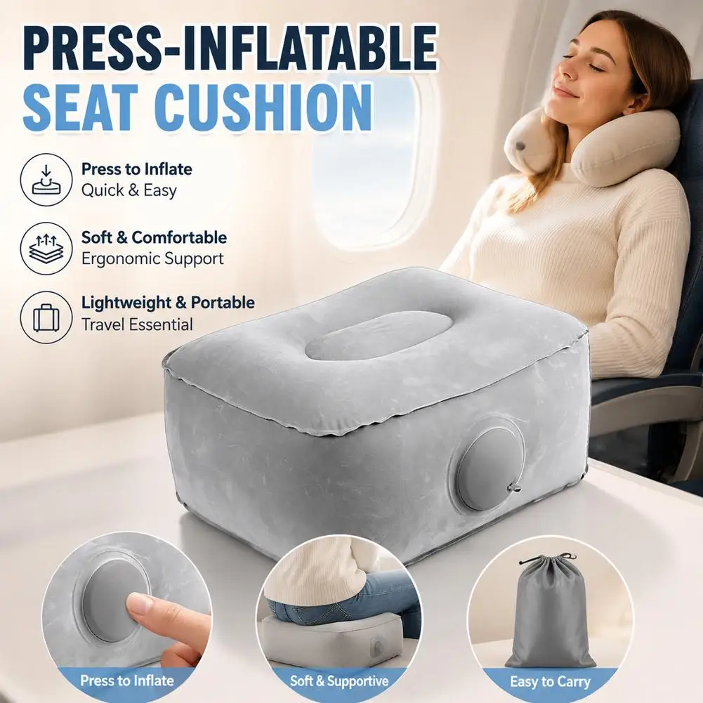 Inflatable Footrest Pad Soft Footrest Pillow PVC Inflatable Foot Rest Pillow Cushion Air Travel Office Home Leg Up Relaxing Feet