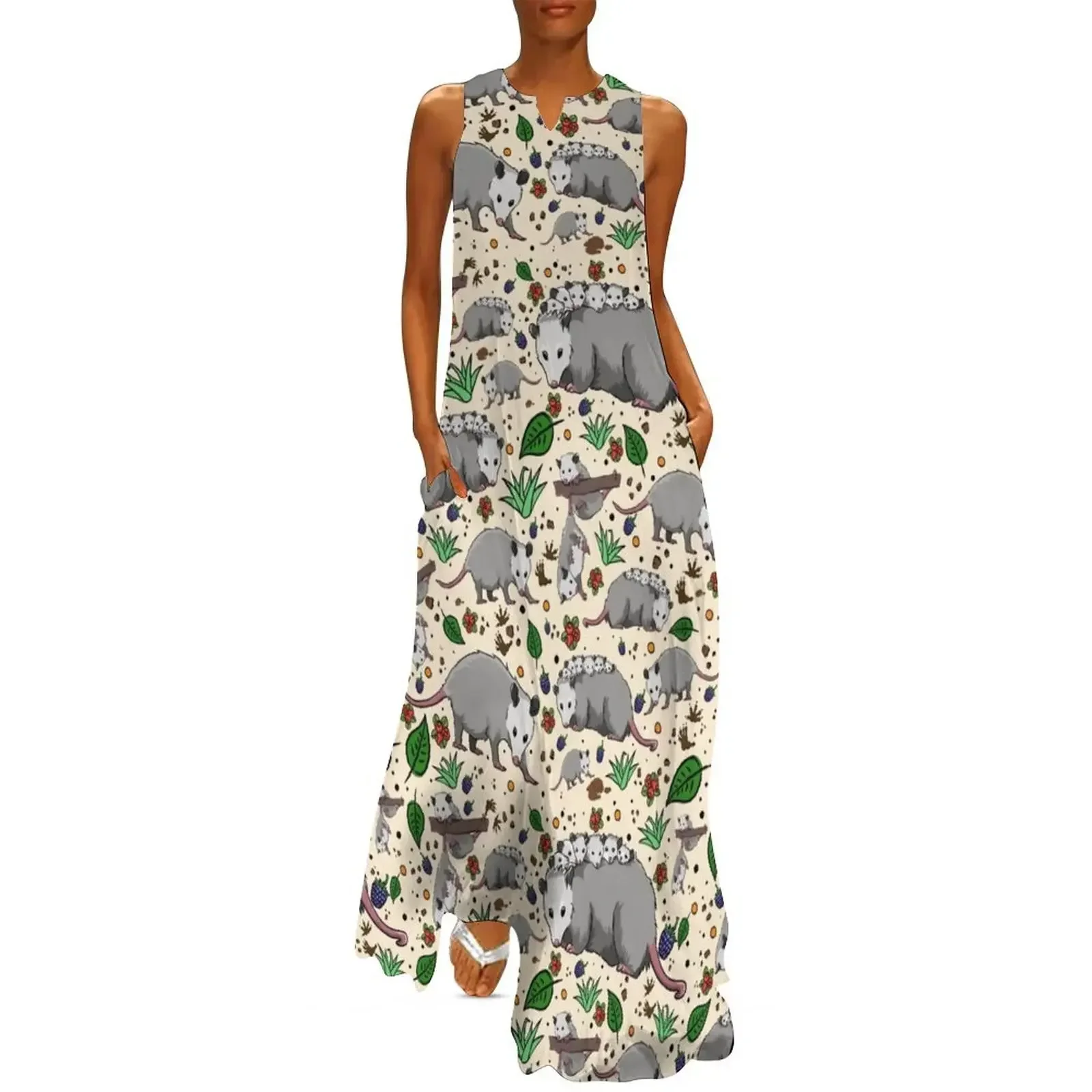 

Opossum family, possum Long Dress cute dress evening dresses women women's evening dresses Women's clothing Dress