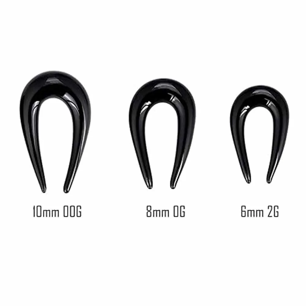 Hochwertiges U-förmiges Glas, 6/8/10 mm, Ohrtunnel-Ohrringe, Expander, Körperpiercing, Körperschmuck, 2 Stück – Detail 3