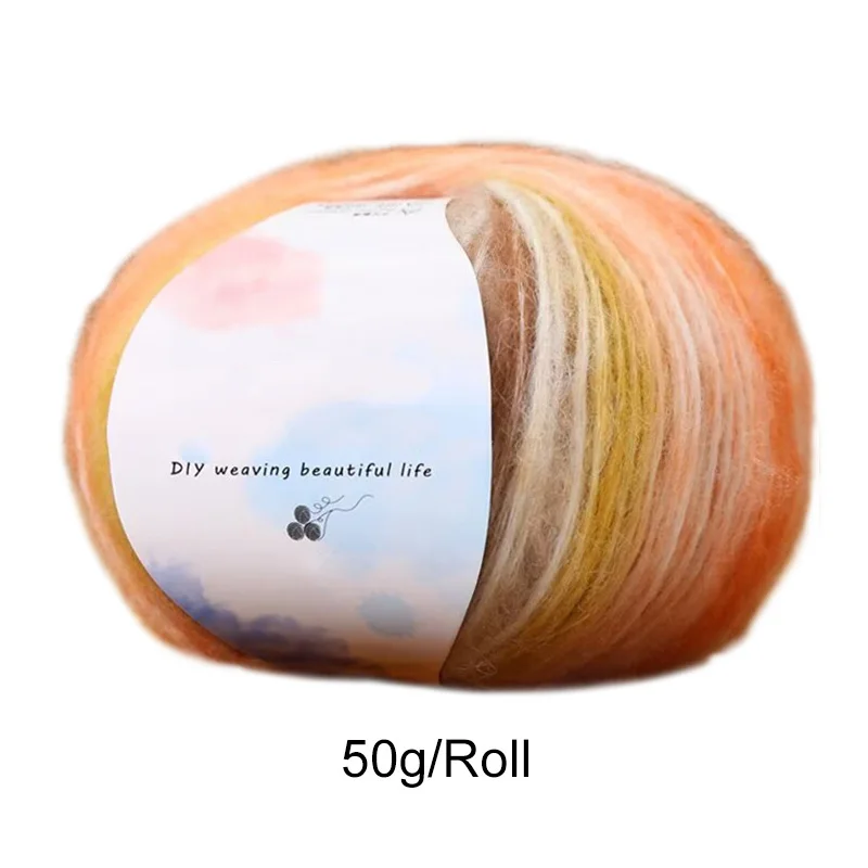 50g/ball Gradient Mohair Yarn Soft Segment Dyed Wool Yarn Diy Hand Knitting Sweater Scarf Shawl Crochet Thread Sewing Material