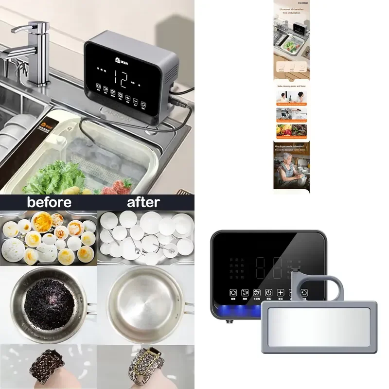 for 400W Ultrasonic Cleaner Small Dishwasher Vegetable Washing Machine Multifunctional Fruit Veggie Cleaning Device with