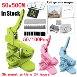 50x50mm Square Refrigerator Badge Press Machine Rotating Manual Making Fridge Magnet Badge Pins for Business Gifts Home Office