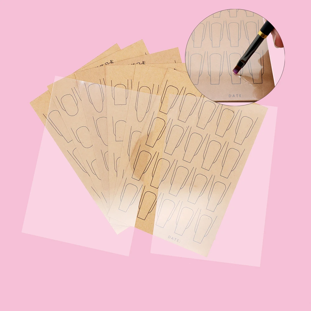 6 Blatt Nail Art Übungspapier Karton Set Maniküre Karton Nagel Zeichenbrett mit 2 Blatt transparenter PVC-Tafel für Anfänger