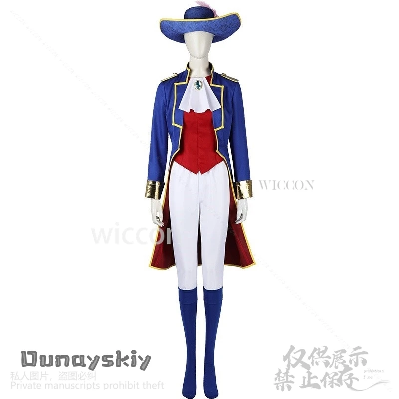 เกมเจ้าหญิงคอสเพลย์อะนิเมะอัศวินชุดยาวเสื้อสีฟ้าคาวบอยหมวก Kawaii Y2K กางเกงวิกผมน่ารัก Jirai Kei เด็กชุด