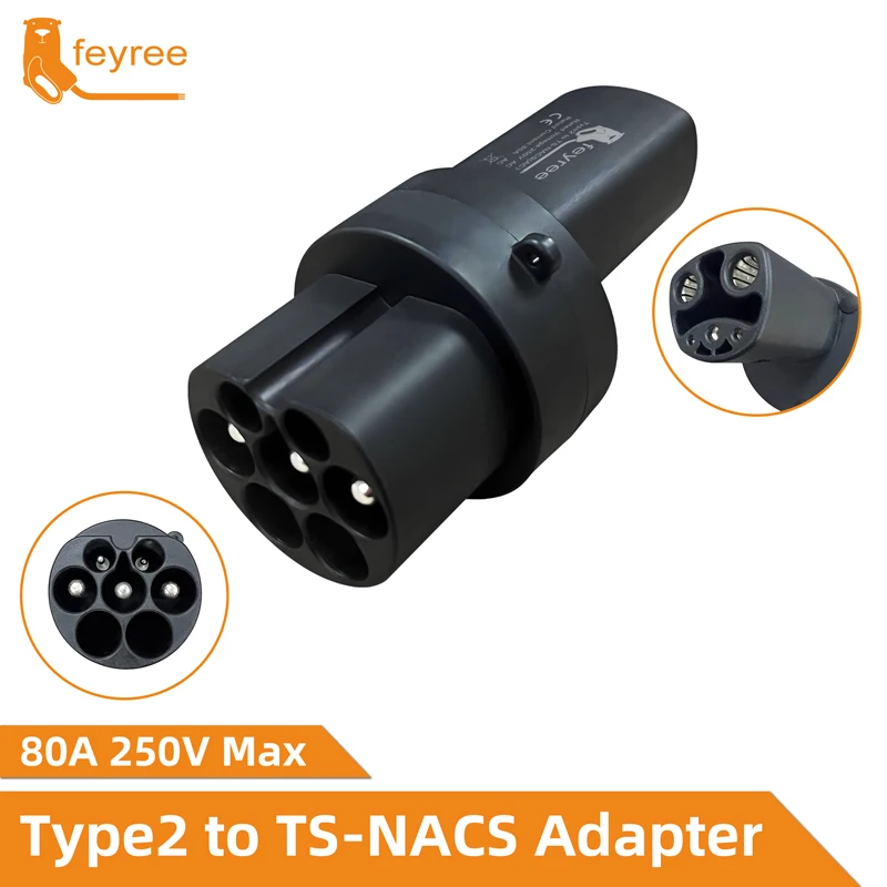 

Адаптер зарядного устройства для электромобилей Feyree Type2 к разъему Tesla TS-NACS, переходная розетка переменного тока EVSE для электромобиля Tesla Model3/Y/S/X