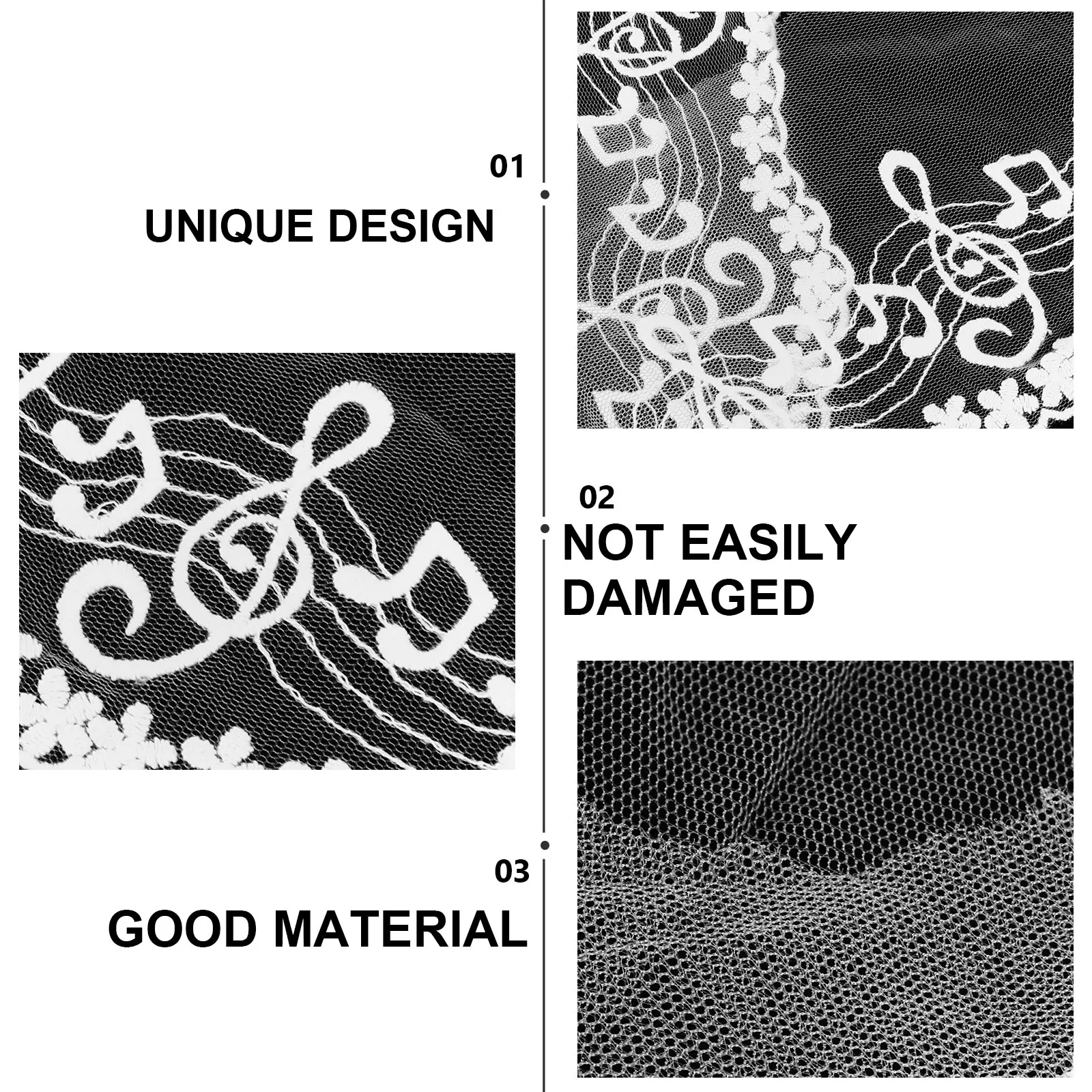 

20Yards Music Symbol Lace Trim Black Fashion DIY Embroidery Decorative Border For Dress Craft Projects Elastic Band