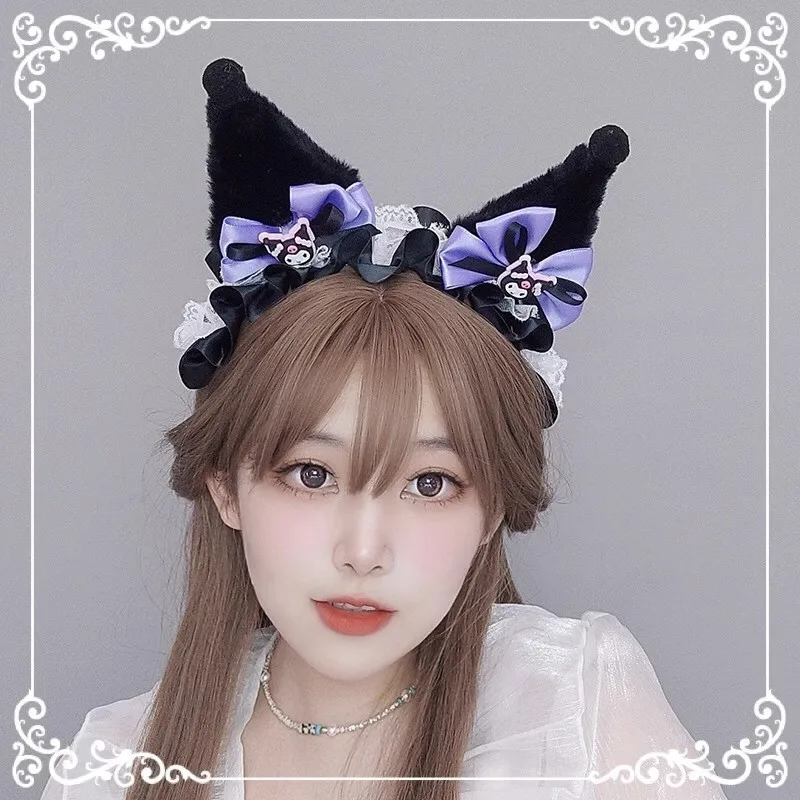 

New Sanrio Anime Headband Kuromi Lolita Hair Accessories Cosplay Props Girl Heart Cartoon Decorations Kawaii Christmas Gift