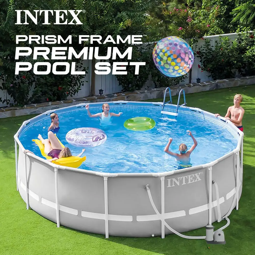 

20ft x 52in Outdoor Prism Frame Above Ground Swimming Pool Set with Cartridge Filter Pump, 2 Lounger Float Chairs Custom