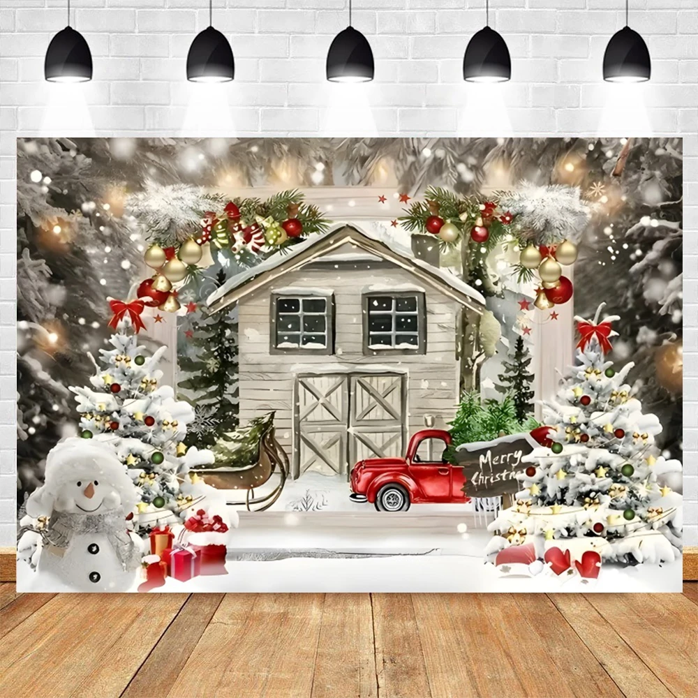 Wooden Board Christmas Backdrop for Photography Winter Snowman Backdrop Merry Christmas Background New Year Xmas Party Props