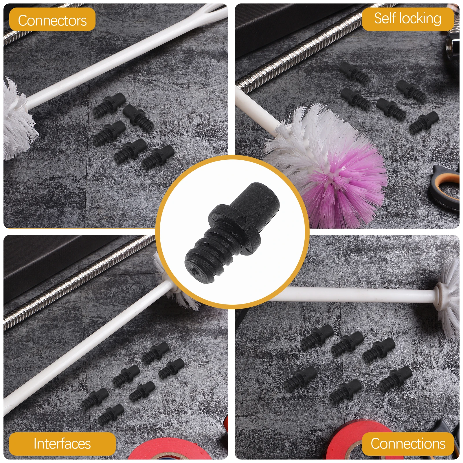 

10 шт., разъем для ручки щетки для унитаза, сменный адаптер для головки, самоблокирующиеся разъемы