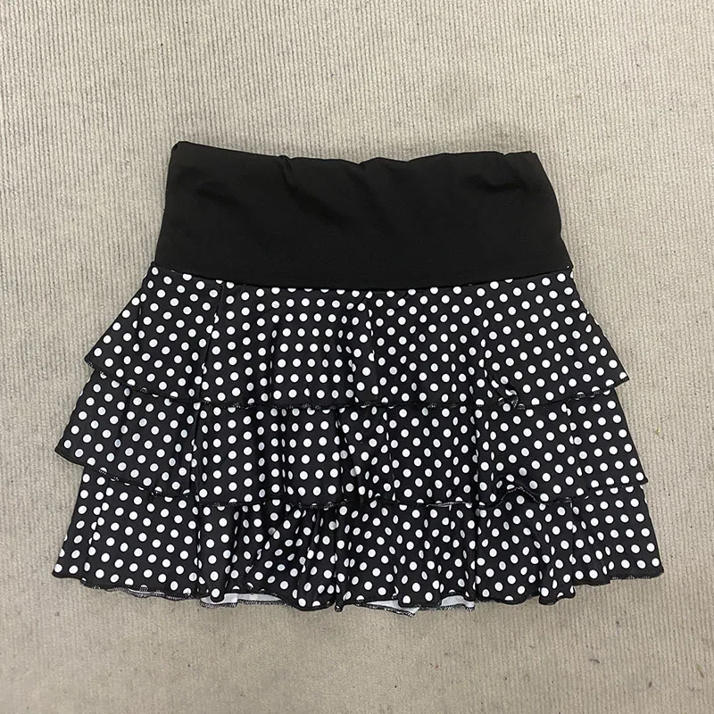 Korean Aesthetics Kawaii Contrasting Polka Dot Printed High Waist Skirt Casual Trend Cake Skirt Summer Harajuku Subculture Skirt