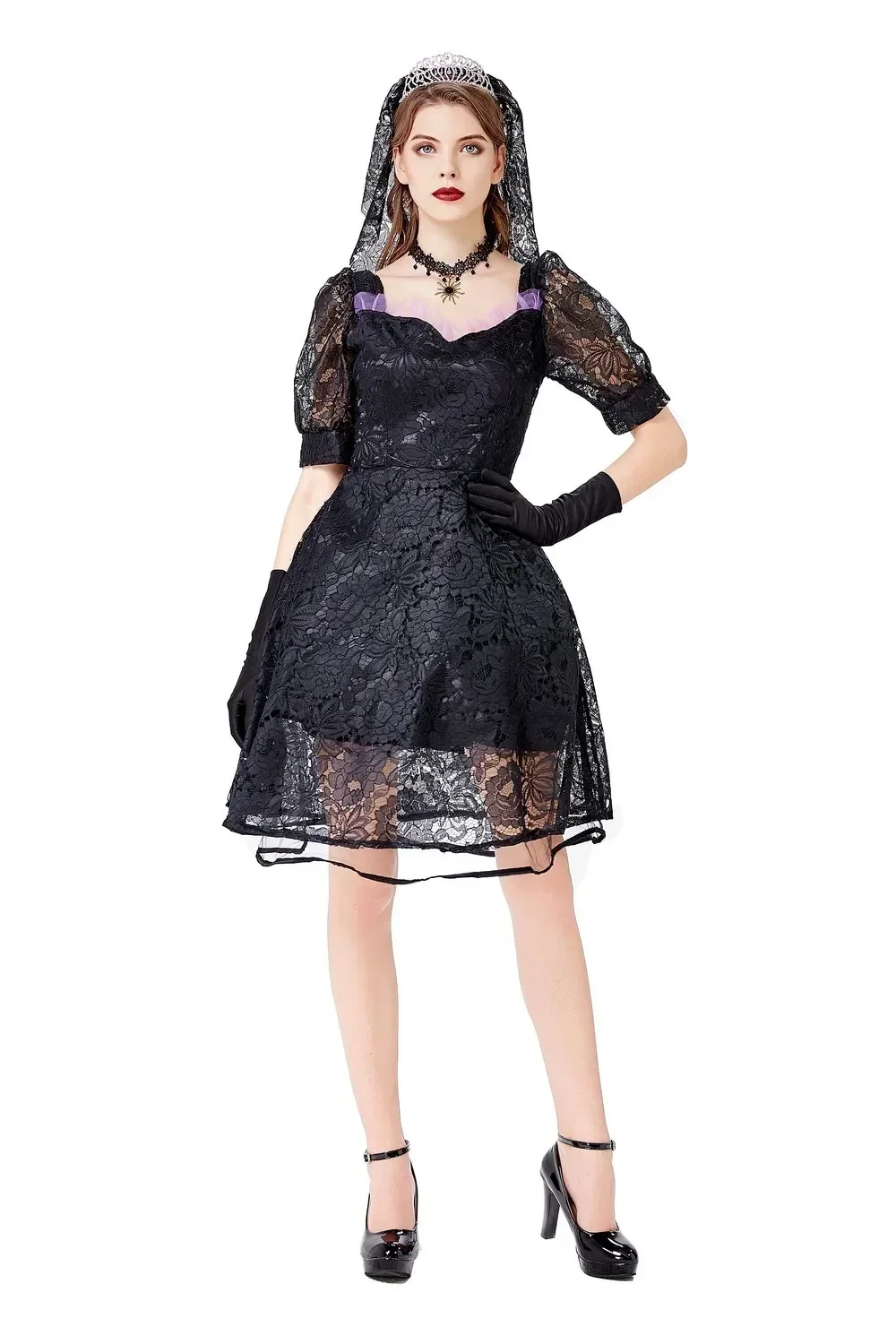 

New Women's Medieval Victorian Ghost Bride Cosplay Costume For Halloween Zombie Party Stage Performance Dark Gothic Style Dress