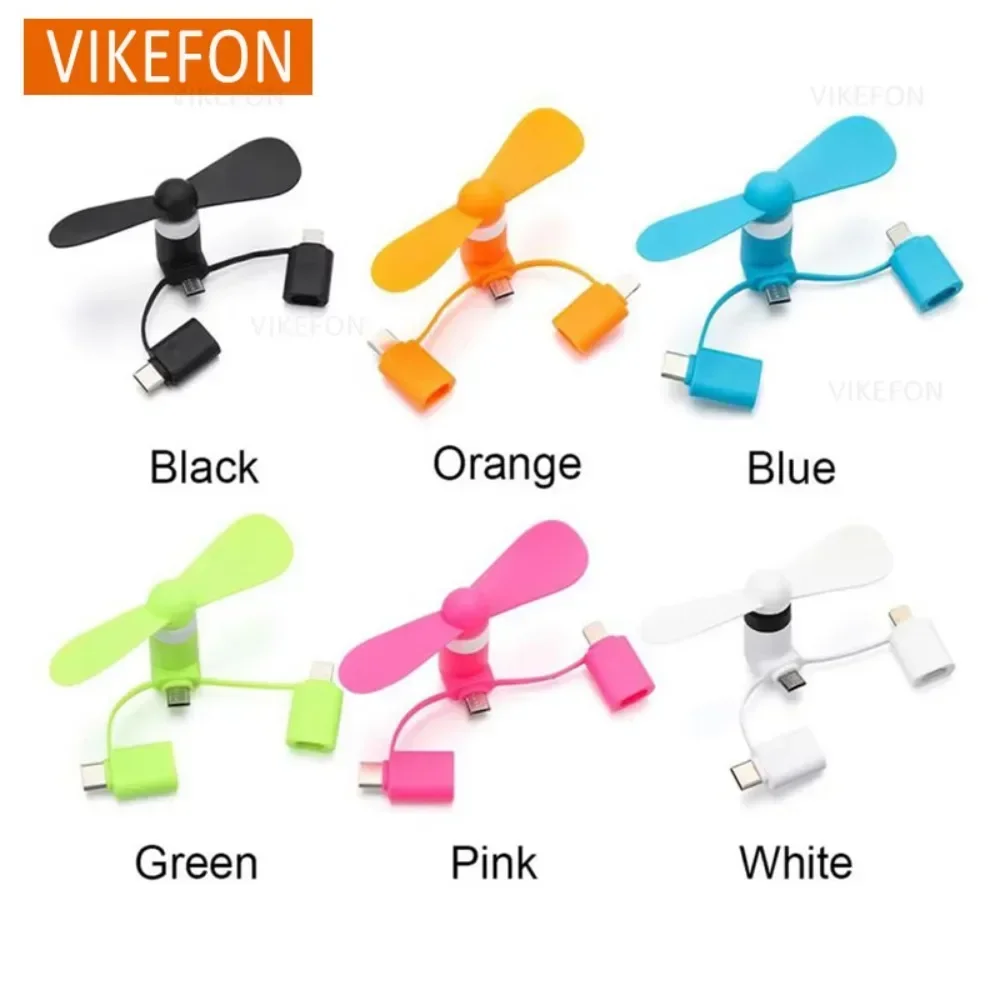 مروحة تبريد هاتف محمولة 3 في 1 USB-C للهواتف الذكية آيفون وسامسونج وشاومي مايكرو/Type-C/IOS ملحقات تبريد عالمية صغيرة