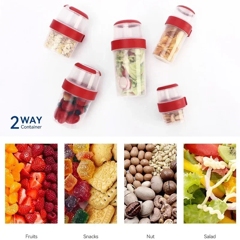 Double-layer Sealed Compartmented Crisper Box Oatmeal Nut Yogurt Salad Cup Food Storage Box Breakfast Fruit Crisper Lunch Box