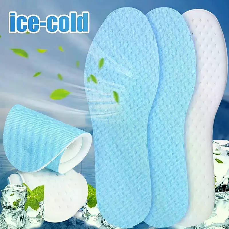 1Pair Shock Absorption Insoles Men Summer Cooling Sports Running Shoes Insert Breathable For Gym Athletes