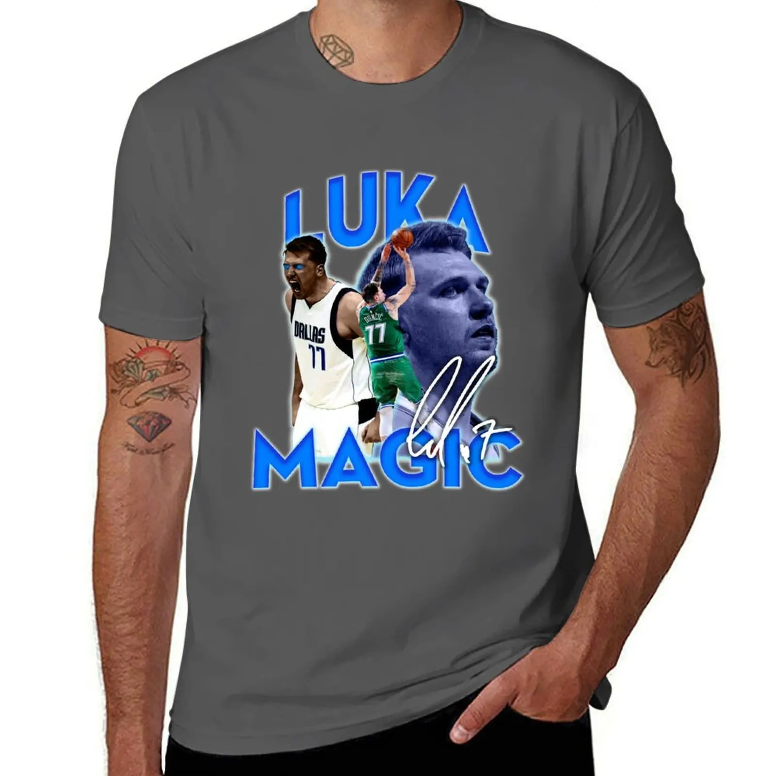 

Лука Дон Bootleg Vintage Art футболка черная хлопковая футболка однотонная для мужчин посылка мужские футболки с рисунком футболка