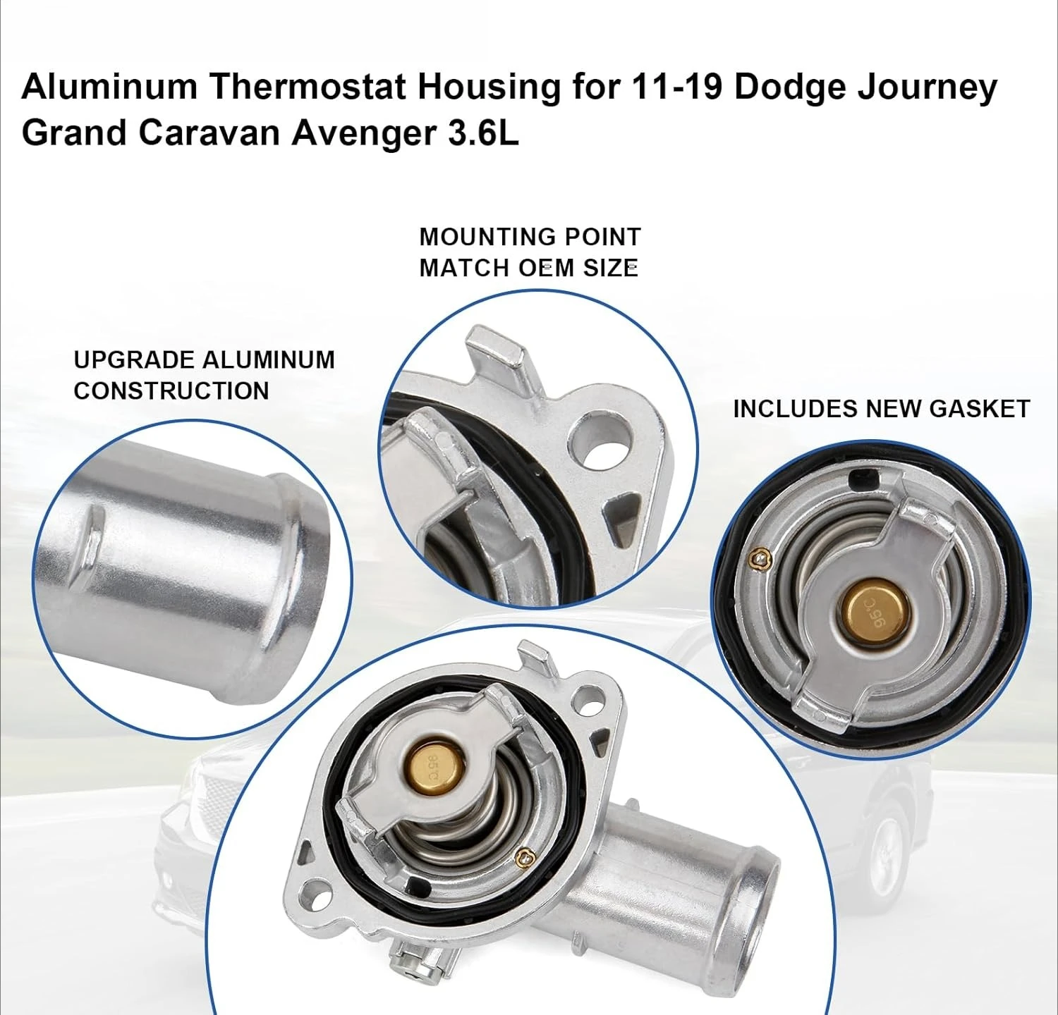 مجموعة مبيت ترموستات من الألومنيوم متوافقة مع موديلات Jeep Dodge RAM 3.6L 3.2L V6 2011-2021