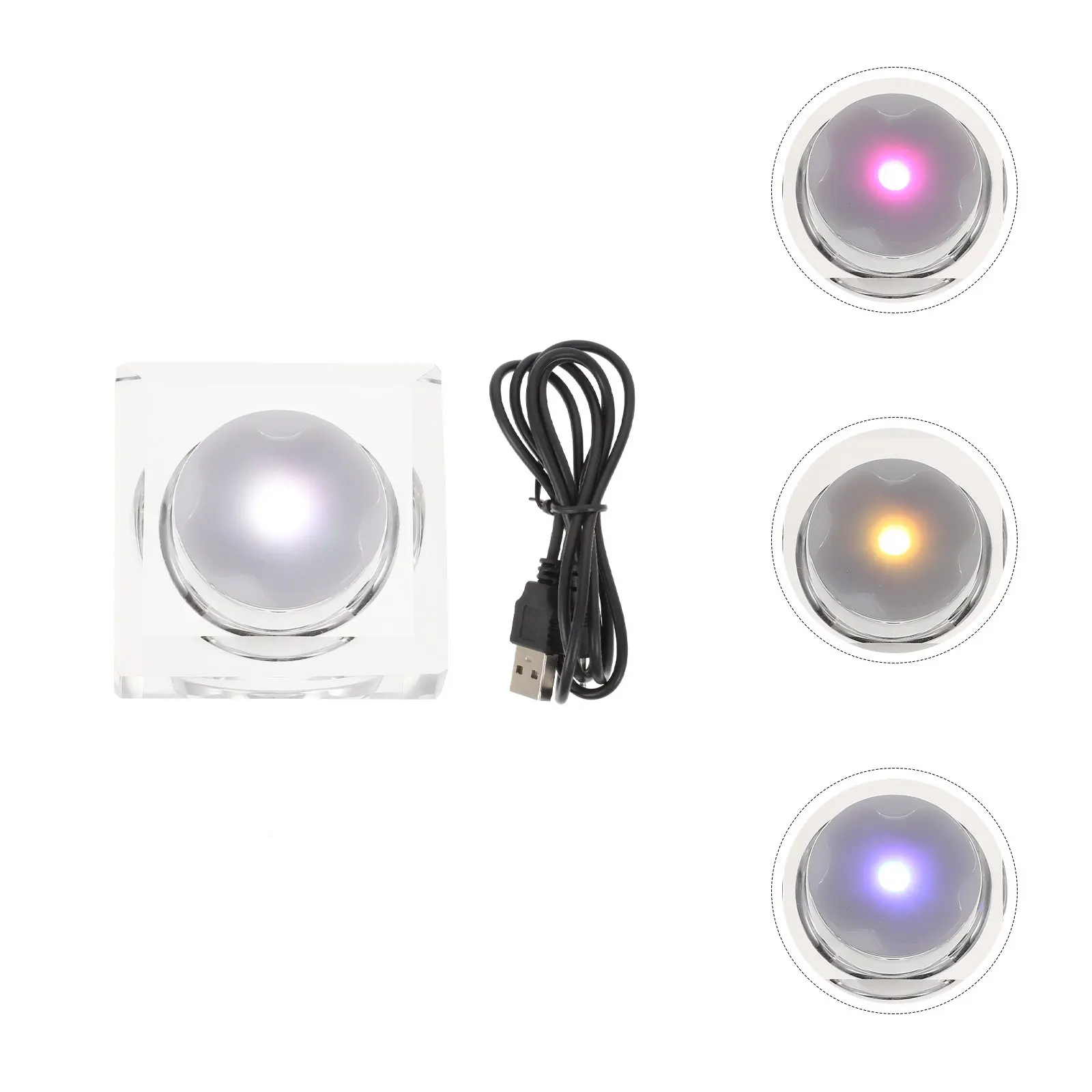 

Набор из 1 шт. квадратной подставки для демонстрации с кристаллической LED-подсветкой, USB-зарядкой, изменением цвета, сенсорным управлением, для акриловых 3D-скульптур и ночников