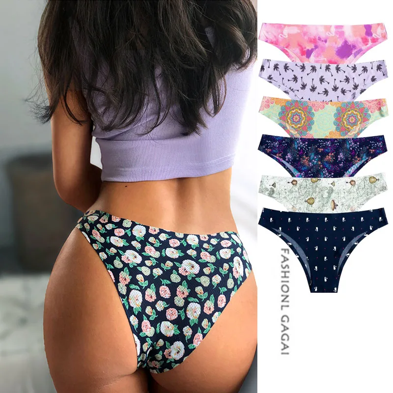 

Sexy thong Women's underwear Soft Seamless lingerie comfortable stretch Cute Female briefs Flower Panties