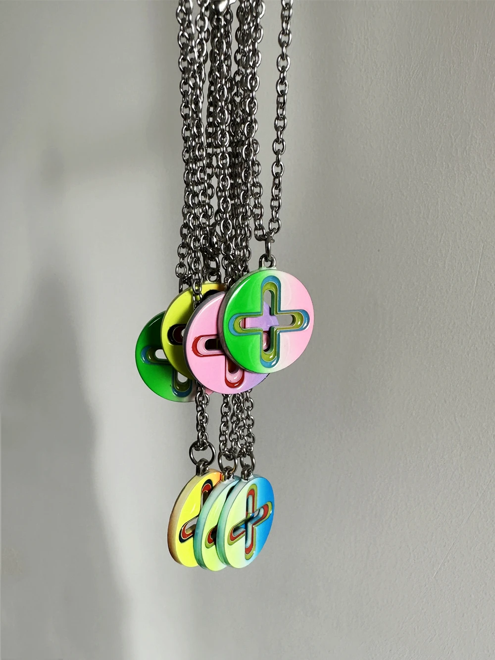 HOMER FRANK OCEAN Lucky Four-leaf Clover Oblique Cut Enamel Gradient Drip Glaze Pendant Necklace Korean Style Silk Thread Chain