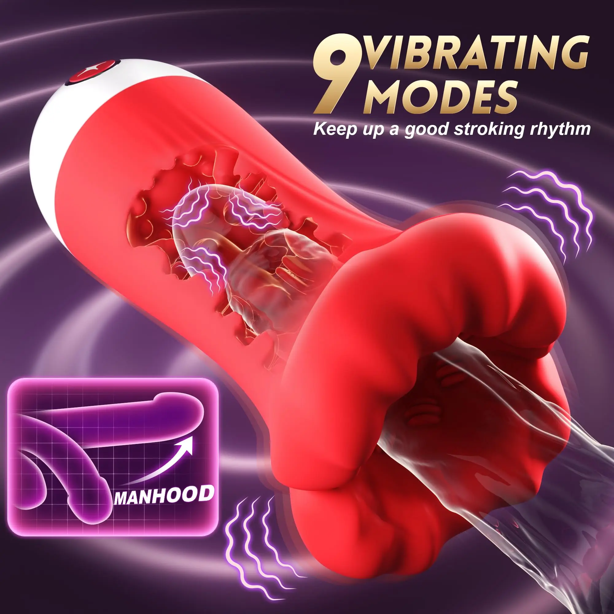 Male Masturbator with Vibrating Pump 9 Speed Stroker 4.98 Inch Deep Throat Blowjob Simulator App Control Suction for Adult Men