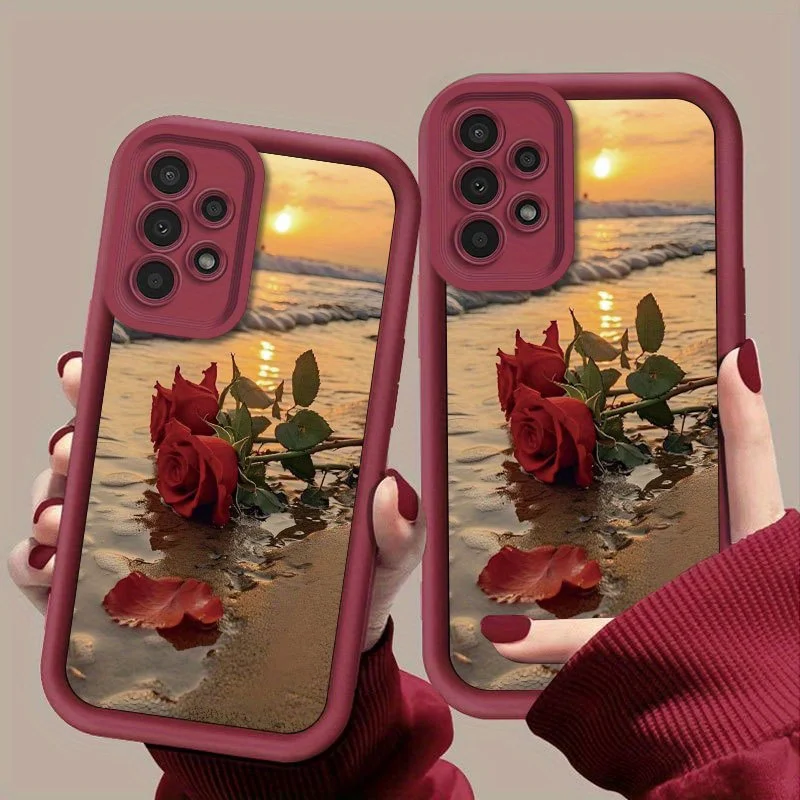 Beach rose petal pattern phone case suitable for Samsung for galaxy S26 S25 S24 S23 S22 S21 S20 FE Ultra Plus 5G anti drop