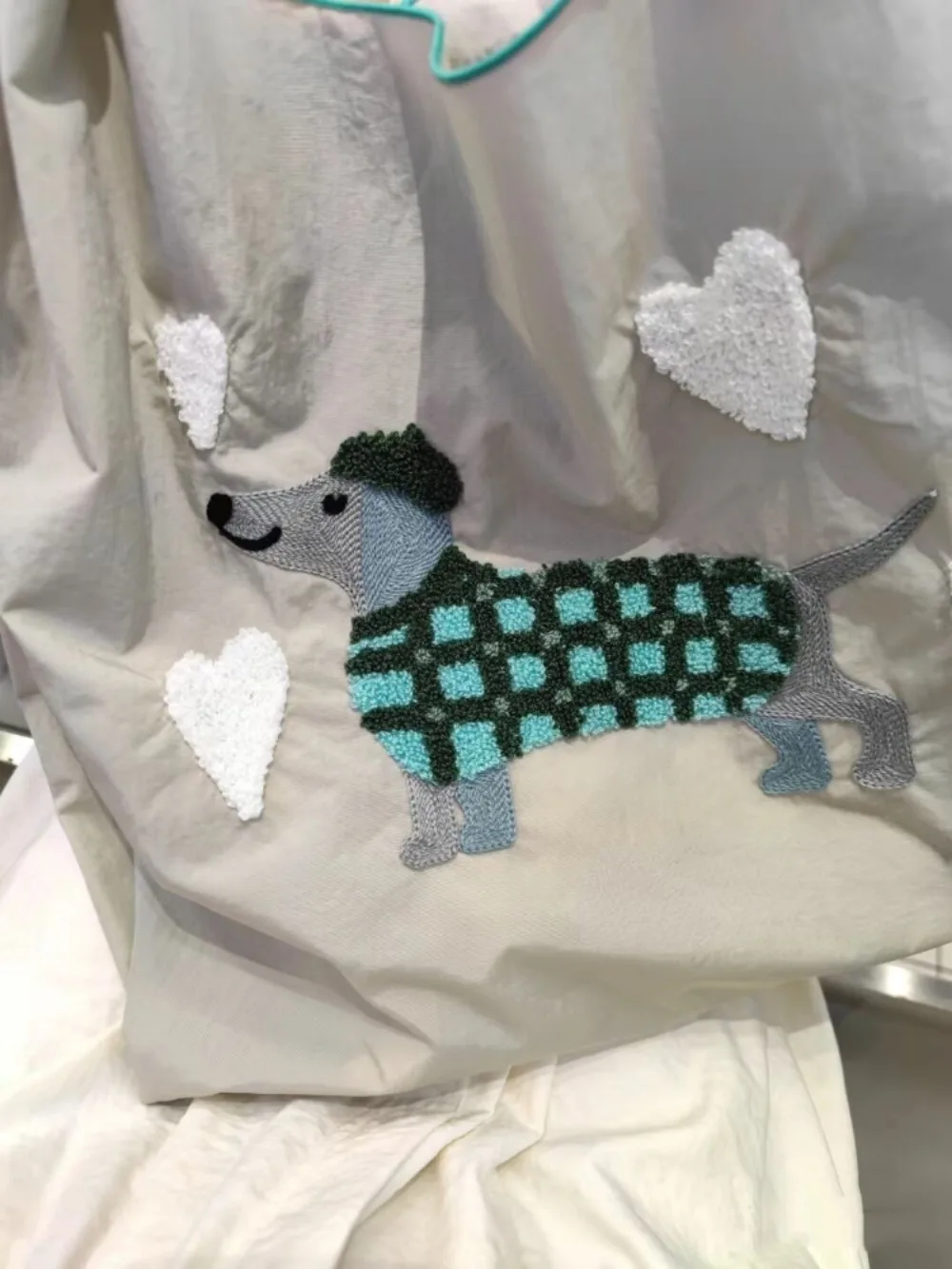 Sacs à provisions College pour femmes, fourre-tout de grande capacité, broderie de chien, charmant lambrissé, initié à la nouvelle mode