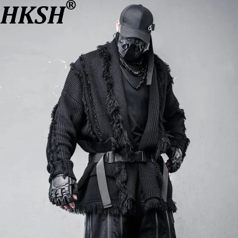 

HKSH Autumn Winter New Men Dark Personality Tassel Trendy Loose Long Sleeve Sweatercoat Cape Cardigan High Street Casual HK11944