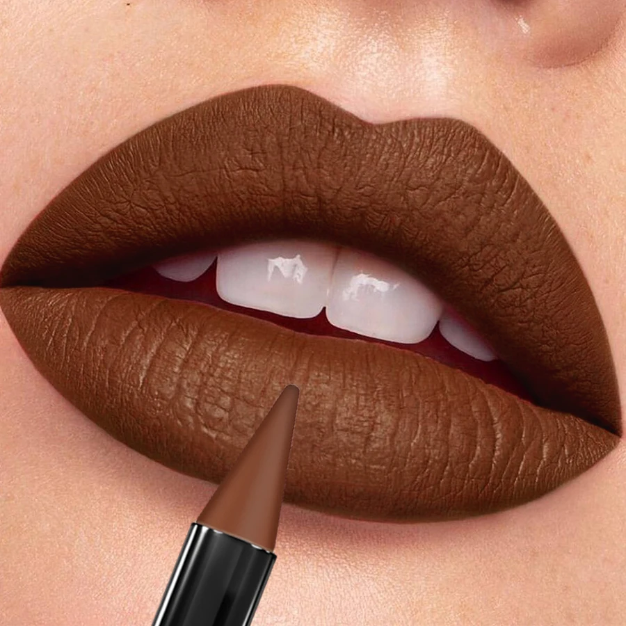 マットセクシーリップスティック色落ちしないブラウンリップスティックペン輪郭ティント1PCリップライナー持続性アイ＆リップ韓国メイクギフトリップグレージ