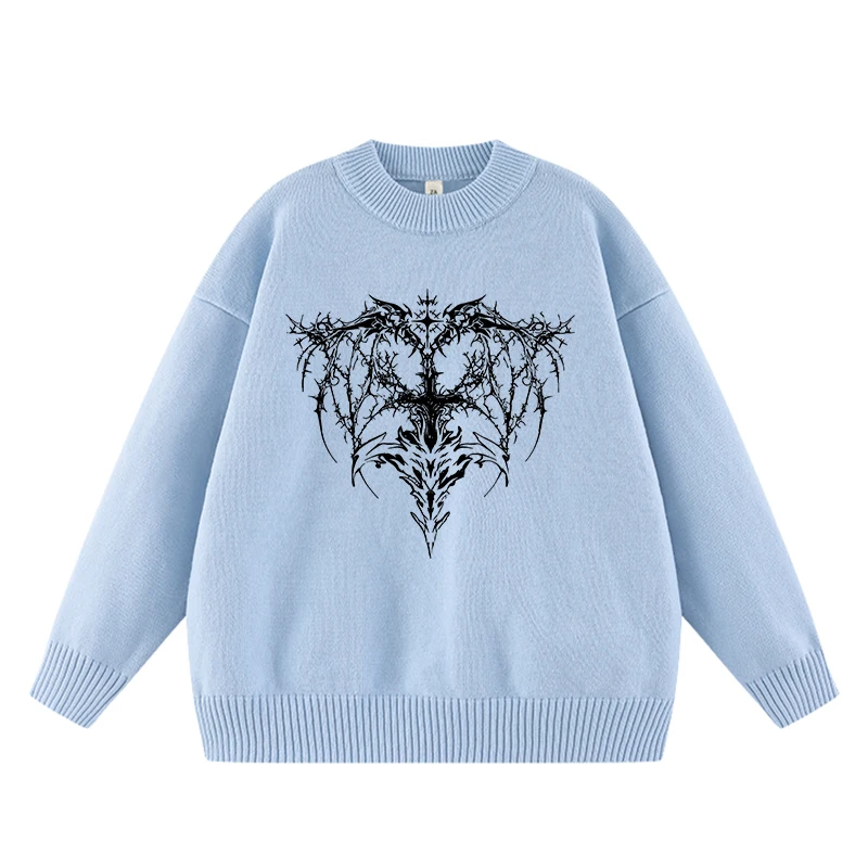 

Женский вязаный пуловер с длинными рукавами Harajuku Y2K, модный классический свитер в стиле панк Harajuku, готический уличный повседневный свободный топ