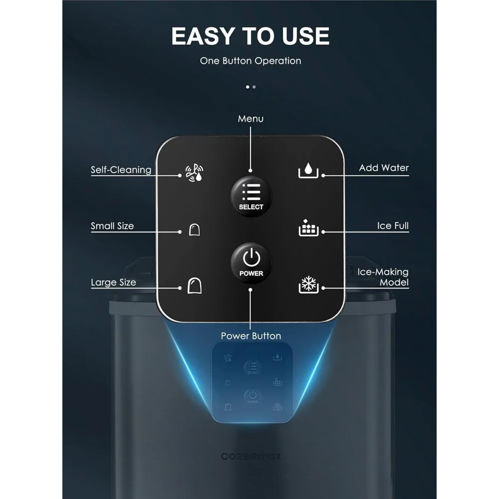 ماكينة صنع الثلج كونترتوب ذاتية التنظيف ، 26 رطل بأحجام مكعبين في 24 ساعة ، 9 مكعبات ثلج في 6 دقائق