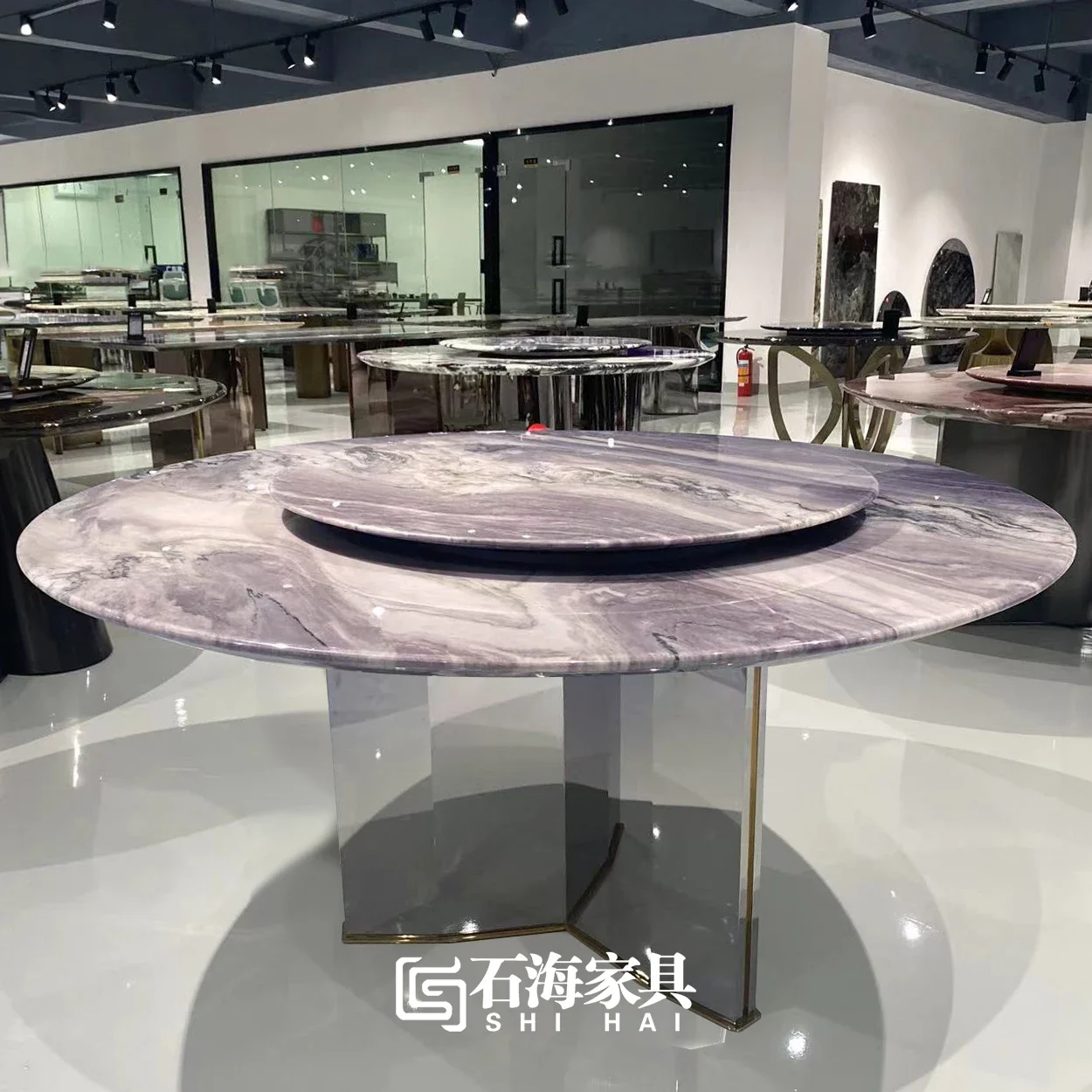 

Pure natural marble dining table high-end luxury stone series Patek jadeite living room round light luxury