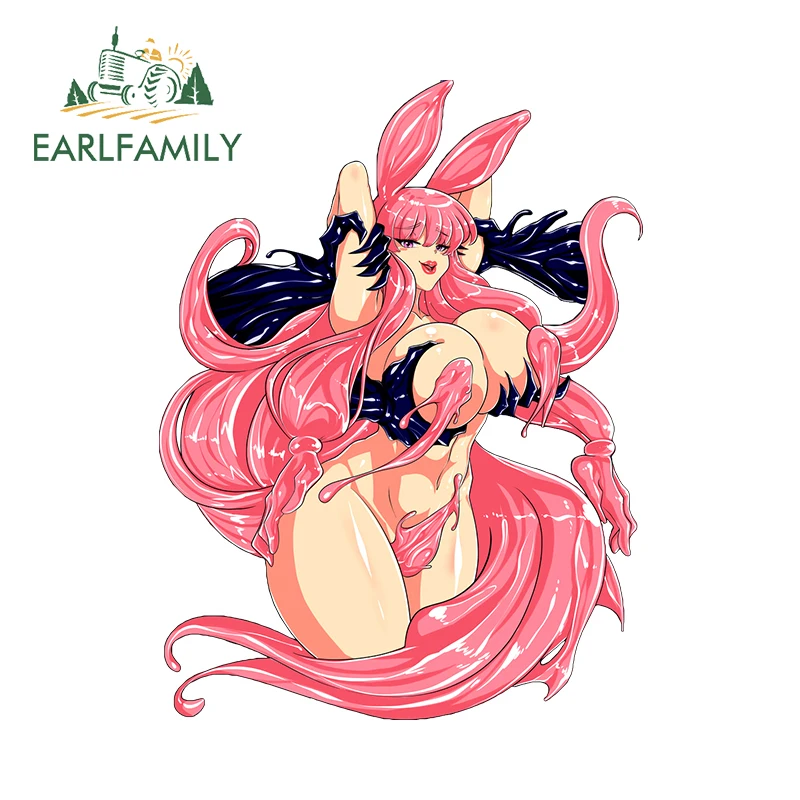 EARLFAMILY 13cm x 9.8cm Furry Pink Fur Naked Car Sticker Waifu Bunny Girl Car Door Protector Decal Vinyl Amusing Graphics