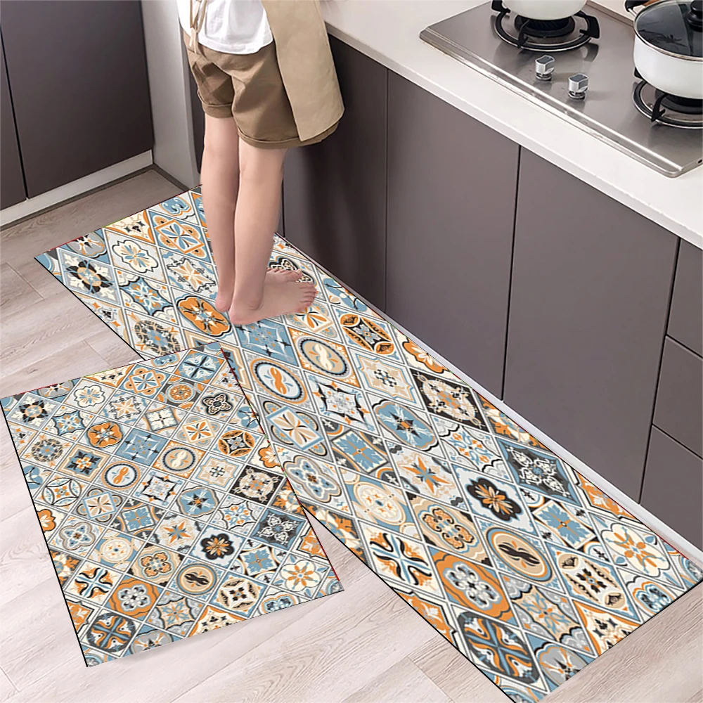 Rutschfeste Küchenmatte aus Kristallsamt, super saugfähige Fußmatten für die Küche, lange Teppiche, Badezimmer-Eingangstürmatte, Schlafzimmer, lange Teppiche – Detail 27