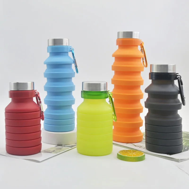 

550ML Collapsible Water Bottle Fitness BPA Free Silicone Foldable Bottles Folding Hiking Cup For Outdoor Mountaineering Tour