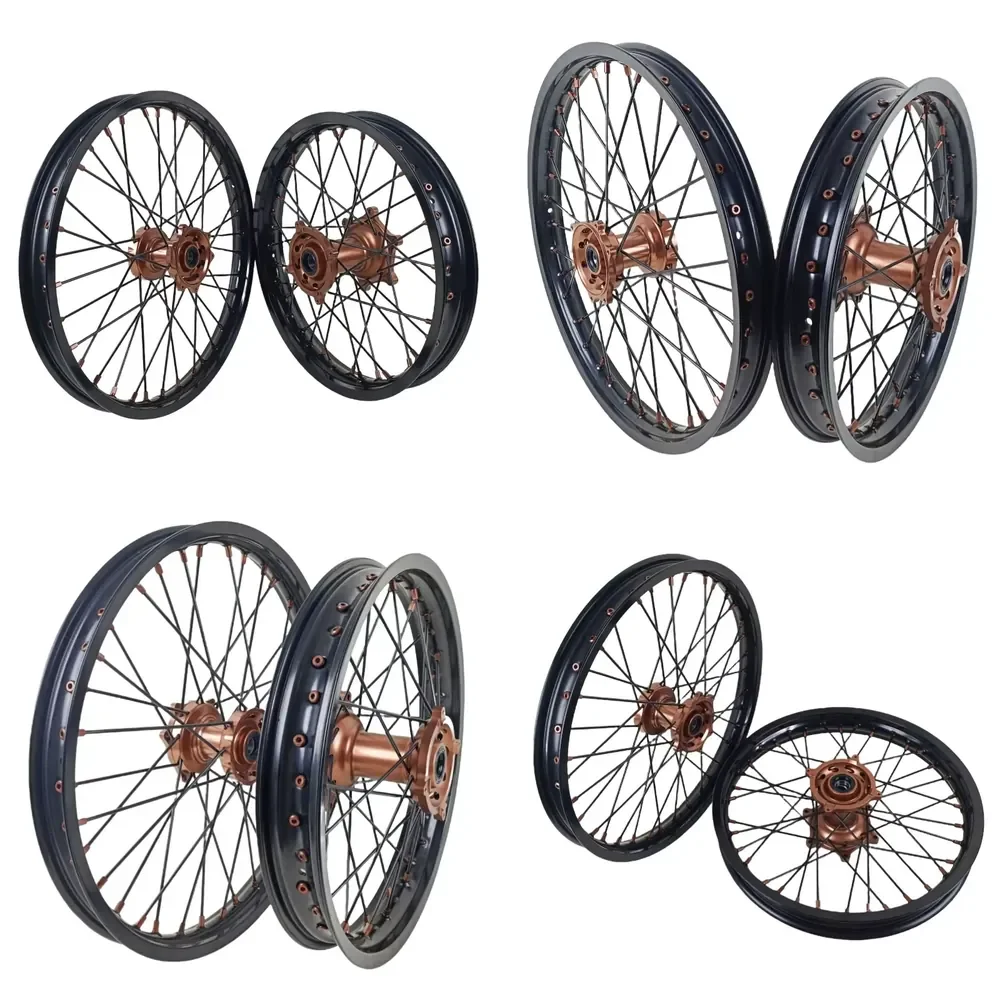 【2026 New Design】 High Quality Motcoross Wheels 21/19'' Motorcycle Rim for EXC SXF XC XCW XCF SX 125-530CC Black Spokes